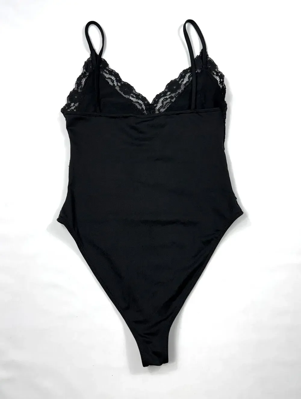 Zara Black Lace Trim Bodysuit Medium Lace Y2K